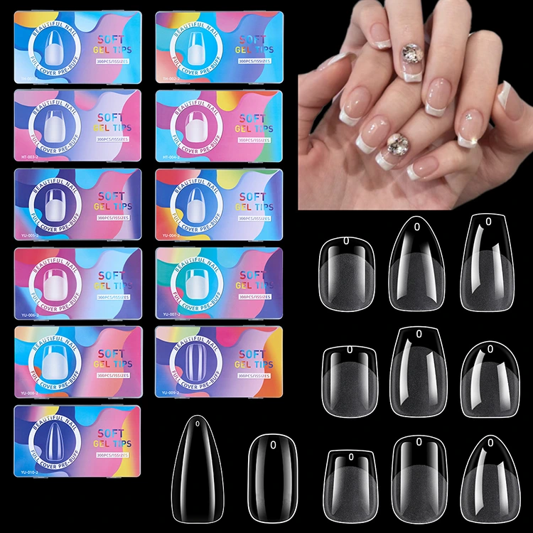15 Size Soft Gel Tips - Full Cover Nail Extensions