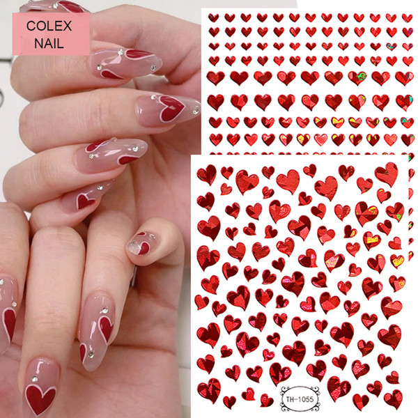 2d Star Heart Nageldekoration Nagelklistermärken