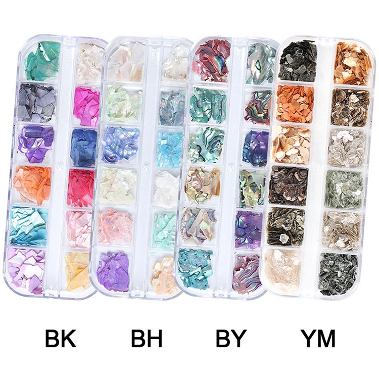 3d Abalone Shell oregelbundna Nail Art dekorationer