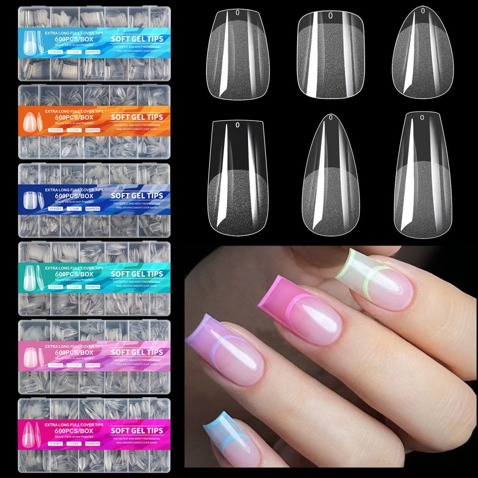 600 st Soft Gel Heltäckande Nageltips