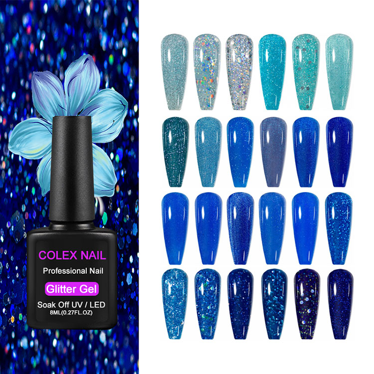 8 ml Blue Glitter Gel Polish