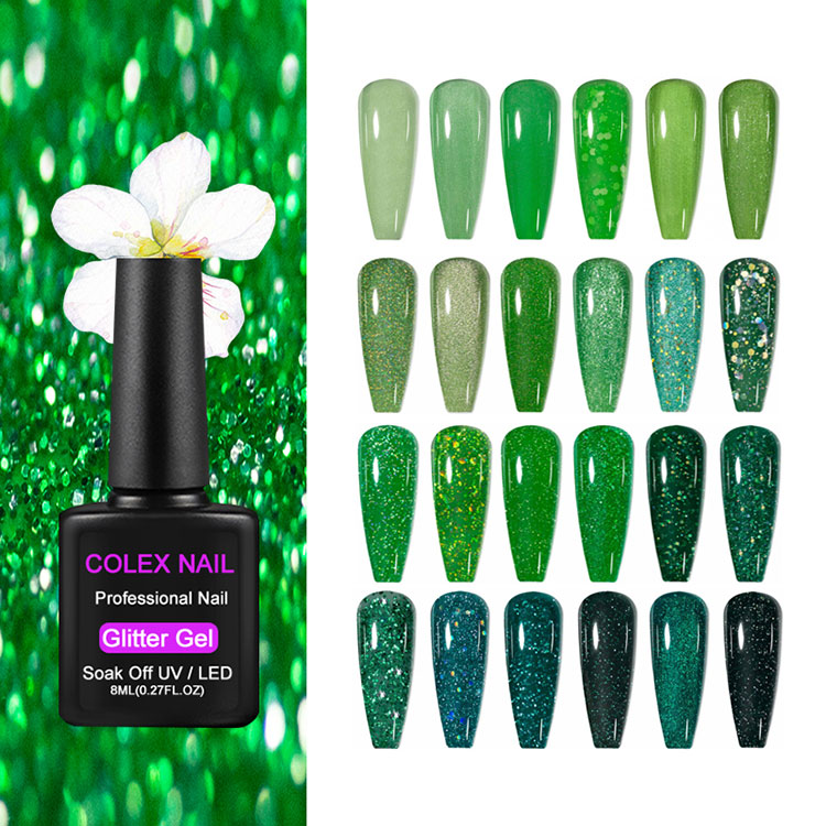 8 ml Green Glitter Gel Polish