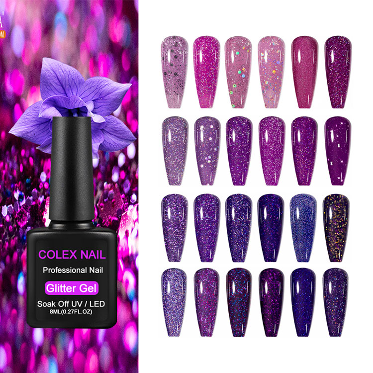 8 ml Purple Glitter Gel Polish