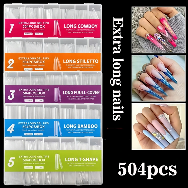 Extra långa geltips - 504 st