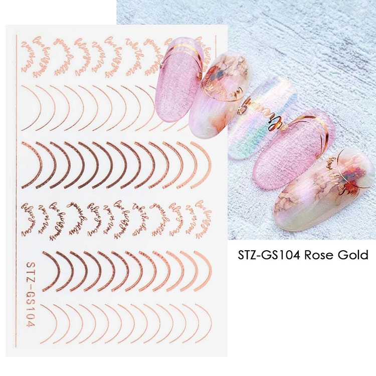 Guld Silver Stripe Lines Nail Stickers Dekaler