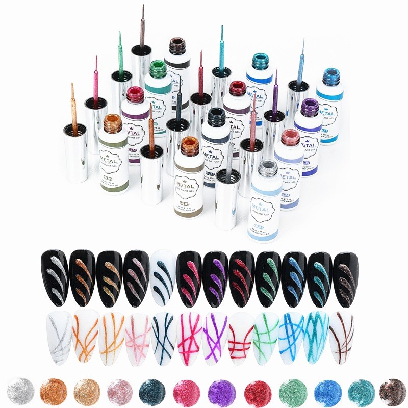 Metallisk gelfoder nagelkonstuppsättning
