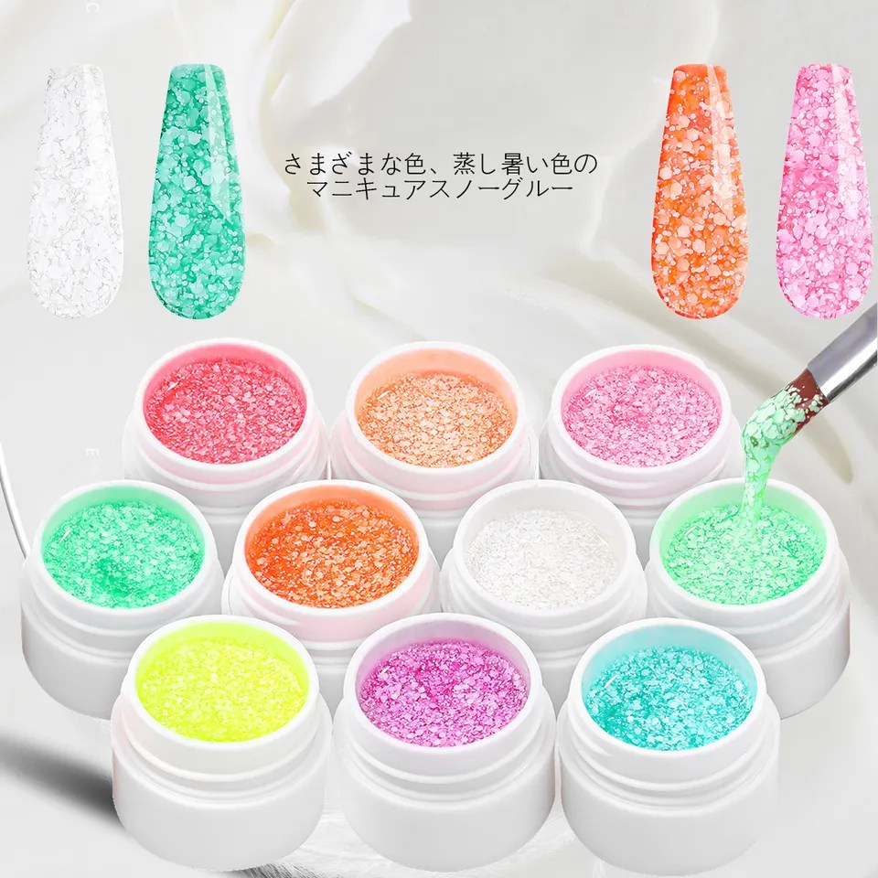 Snowflakes paljetter glitter snö nagel geler