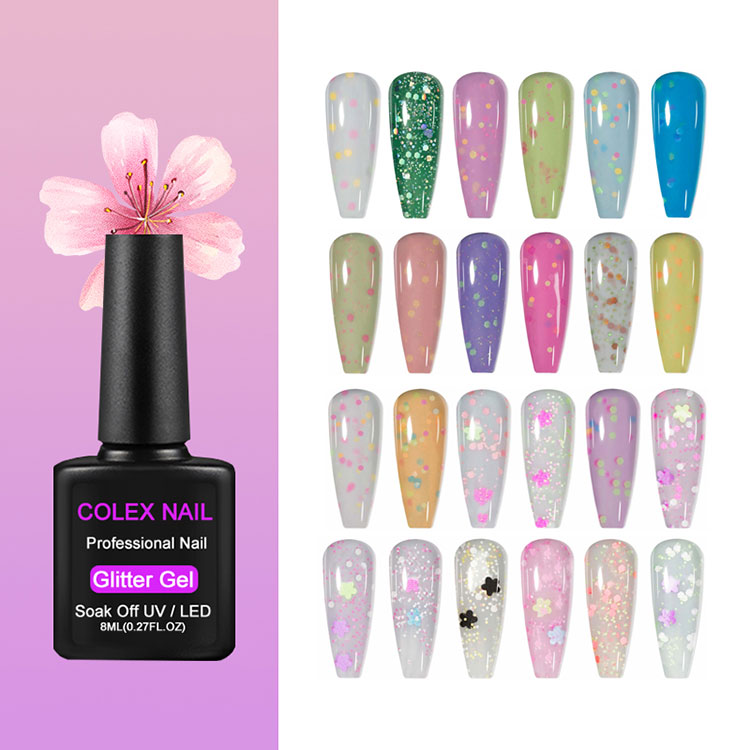 Vår sommar nagelkonst glitter gel polska
